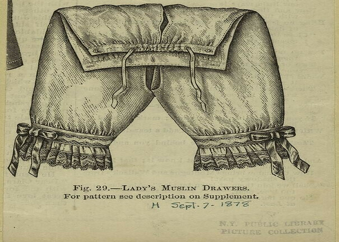 Lady's muslin drawers: crotchless bloomers or 